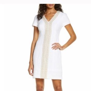 COPY - Lilly Pulitzer white gold shift dress, please read